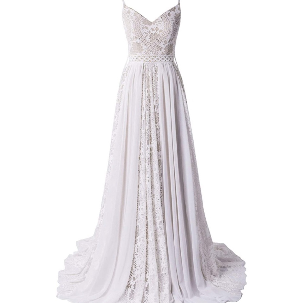 Bohemian Wedding Dresses Spaghetti Strap with Adjustable Drawstring Lace